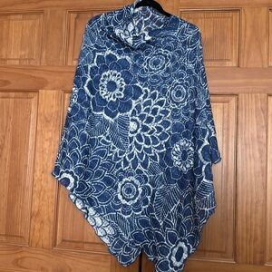 Lovely blue and white summer poncho